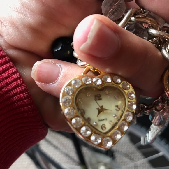 Ladies Charm Bracelet with clock - Picture 3 of 4